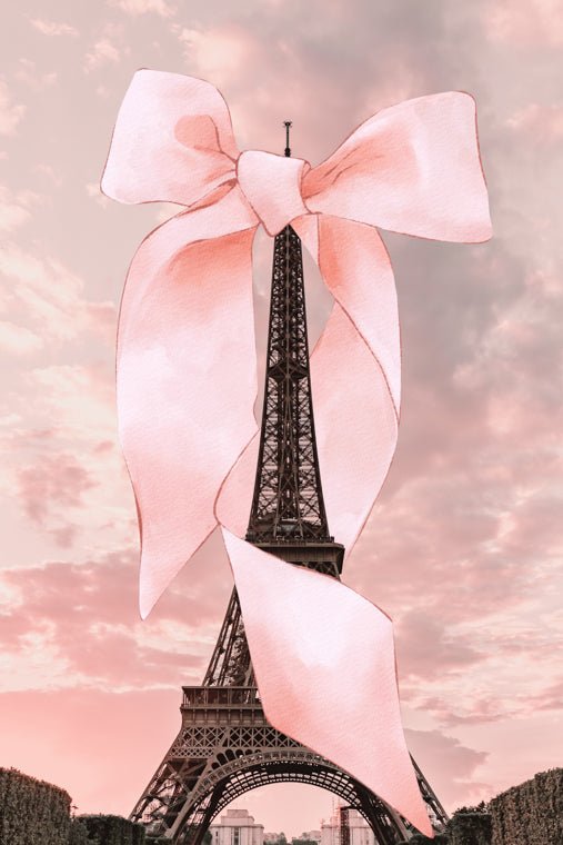 France Print - Paris Art Print - Eiffel Tower Coquette Bow