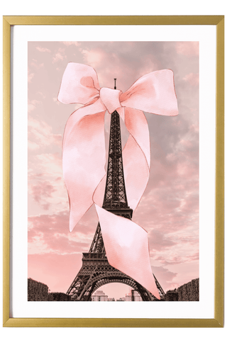 France Print - Paris Art Print - Eiffel Tower Coquette Bow