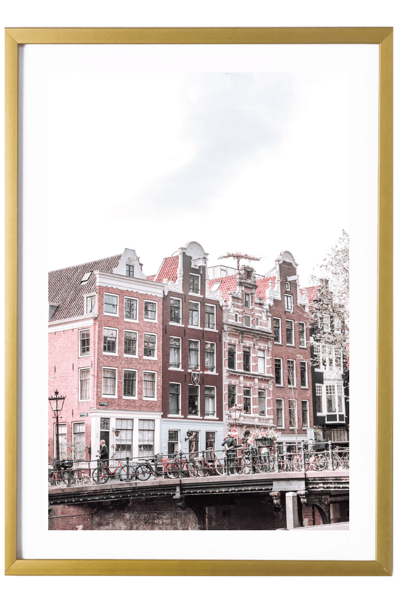 Amsterdam Art Print Buildings Pink 